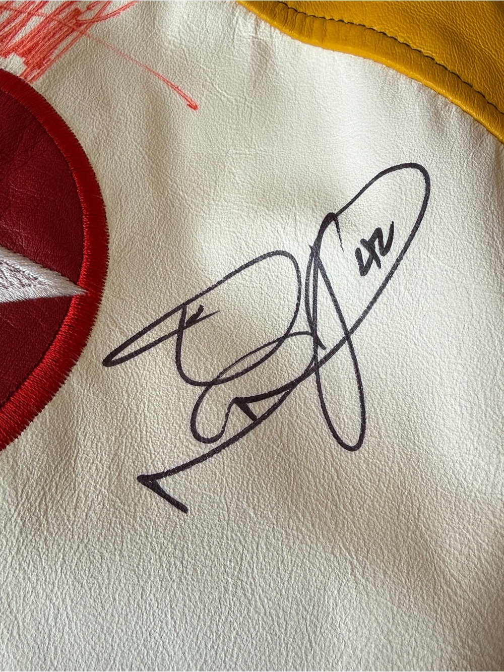 CUSTOM VINTAGE CHEVRON TEXACO NASCAR RACING LEATHER JACKET 3 AUTOGRAPHS MEN XL - Picture 7 of 16